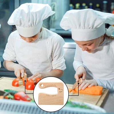 Material de madeira Ferramentas de cozinha 2 peças Kids Knife Set para cozinhar e cortar Vegetais Frutas