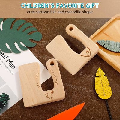 Material de madeira Ferramentas de cozinha 2 peças Kids Knife Set para cozinhar e cortar Vegetais Frutas