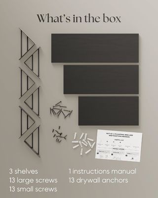 Conjunto de 3 modernas prateleiras flutuantes de madeira rústica para armazenamento