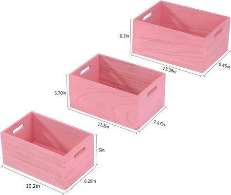 Conjunto de armazenamento de madeira artesanal para vegetais e frutas de pão Caixa de nidificação de 3 peças
