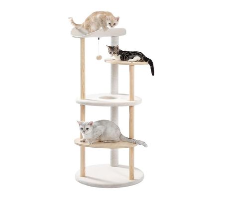 Tamanho personalizado 51 polegadas 5 Níveis de Árvore de Gato Torre Centro de Atividades de Gato com postes de raspagem Beige