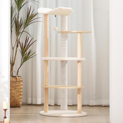 Tamanho personalizado 51 polegadas 5 Níveis de Árvore de Gato Torre Centro de Atividades de Gato com postes de raspagem Beige