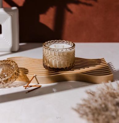 Taça de exibição decorativa de madeira de bordo ondulado de bordo de bordo de bordo para estilo Boho personalizado moderno