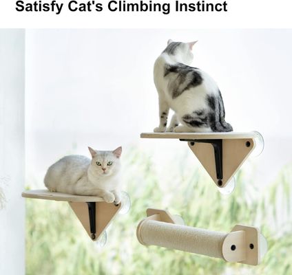 Casa Mobiliário Cat Climber Set Janela de madeira Percha Escalões de escalada e postes de raspagem