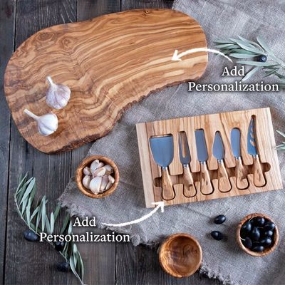 Tabela de corte de madeira de oliveira ecológica personalizada para cortar e queijo