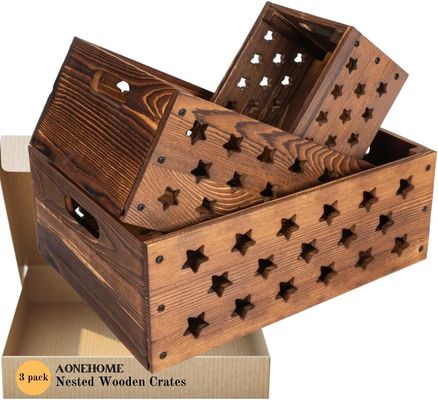 Caixa de madeira para armazenamento de livros Logotipo personalizado Aceitável Decoração de nidificação Caixas de madeira