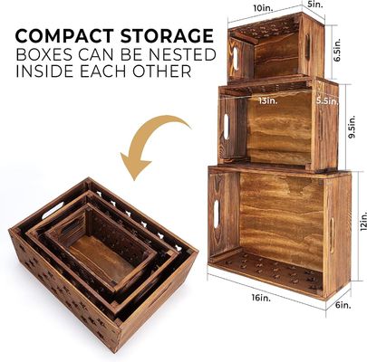 Caixa de madeira para armazenamento de livros Logotipo personalizado Aceitável Decoração de nidificação Caixas de madeira