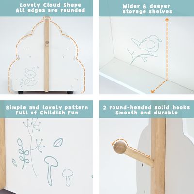 Rack de livros de madeira multifuncional para livros infantis