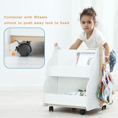 Rack de livros de madeira multifuncional para livros infantis