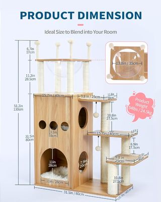 OEM ODM aceitável robusto Frisco Castle Cat Tree Tower Moderno 51 Extra Alto Condo de Gato
