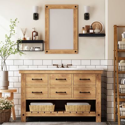 Bacias de madeira Prateleiras de banheiro Sobre a parede do banheiro Prateleiras flutuantes montadas Prateleiras de fazenda Armazenamento de papel higiênico