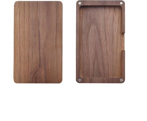 Caixa de cartão quadrada de madeira de noz preta com fecho magnético