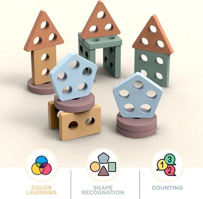 Mobiliário para casa Sortador de forma de madeira e empilhador de cores Perfeito presente para crianças pré-escolares