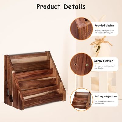 Desenho funcional Montessori Prateleira de exibição Prateleira de livros de madeira esculpida para a sala de aula da criança