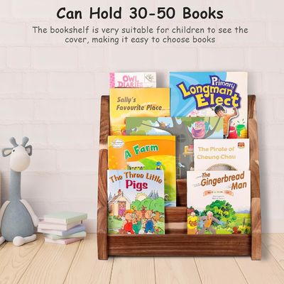 Desenho funcional Montessori Prateleira de exibição Prateleira de livros de madeira esculpida para a sala de aula da criança