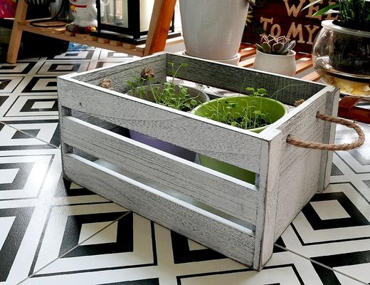 Decoração do lar Caixas de madeira com alça em cinza marrom ou cor personalizada