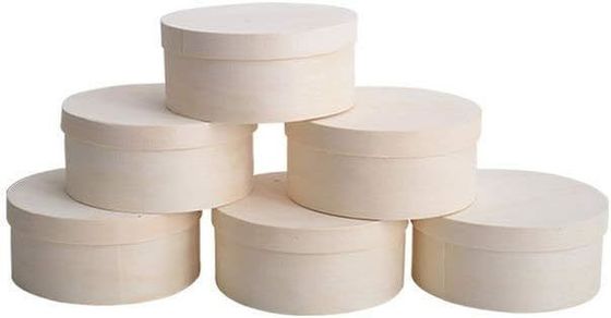 Caixa redonda para bandeja de bolo de hambúrguer Logotipo personalizado aceitável recipiente de madeira compostável