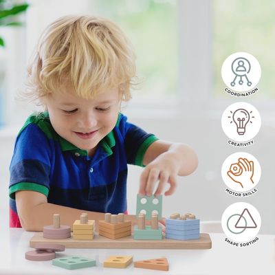 Mobiliário para casa Sortador de forma de madeira e empilhador de cores Perfeito presente para crianças pré-escolares
