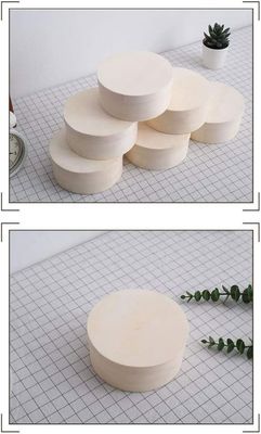 Caixa redonda para bandeja de bolo de hambúrguer Logotipo personalizado aceitável recipiente de madeira compostável