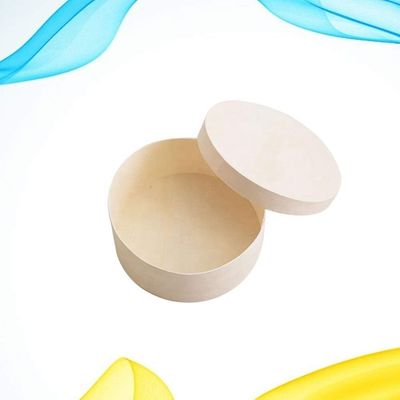 Caixa redonda para bandeja de bolo de hambúrguer Logotipo personalizado aceitável recipiente de madeira compostável