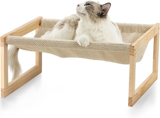 Embalagem de correio Y Maca de gato de madeira 21 x 16,5 polegadas Móveis elevados para animais de estimação Cor de madeira