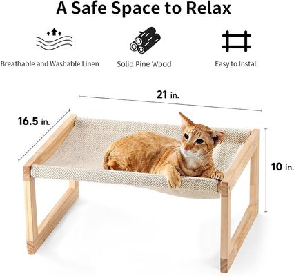 Embalagem de correio Y Maca de gato de madeira 21 x 16,5 polegadas Móveis elevados para animais de estimação Cor de madeira