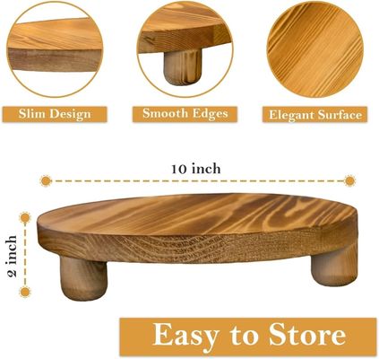 Caixa de madeira simples 2 Pacotes de madeira Riser Plant Stool Display Rack Round Pot Flower Pedestal Retro Plant