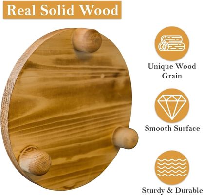 Caixa de madeira simples 2 Pacotes de madeira Riser Plant Stool Display Rack Round Pot Flower Pedestal Retro Plant