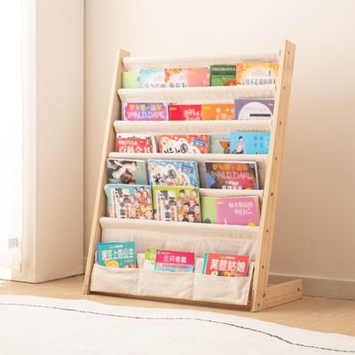 Rack de livros para crianças de 6 níveis para estante de produtos do quarto Exibição de estante de armazenamento de livros de madeira