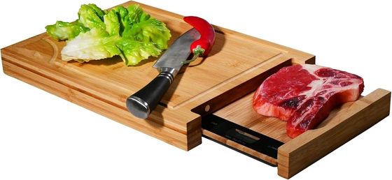 Tabela de corte de bambu profissional com blocos de corte de escala e quadrado