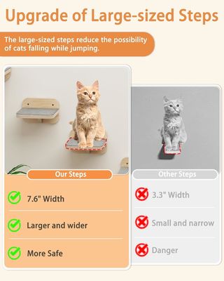 Casa Móveis Dimensões personalizadas Montado na parede Mobiliário de canto de gato Repositório de escalada Perchas com 3 passos largos