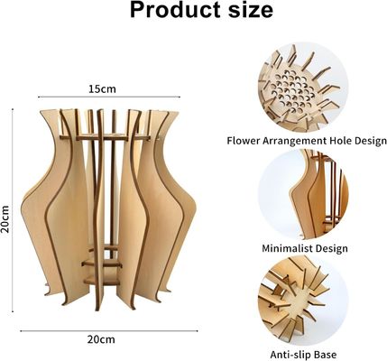 Vaso de flores de quebra-cabeça de madeira de aniversário para conjunto de construção de buquê de flores Lego
