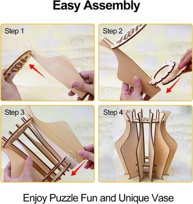 Vaso de flores de quebra-cabeça de madeira de aniversário para conjunto de construção de buquê de flores Lego