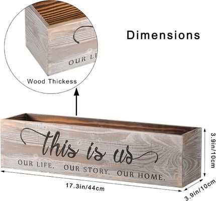 Caixa de plantação de madeira retangular para peças centrais rústicas Logotipo personalizado aceitável