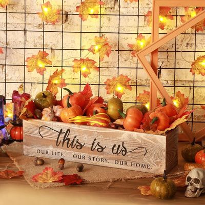 Caixa de plantação de madeira retangular para peças centrais rústicas Logotipo personalizado aceitável