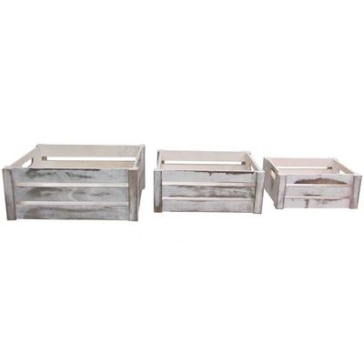 Conjunto de 3 caixas de madeira com alças de corda