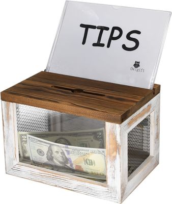 Design de grade de arame Acrílico Painel de madeira de pinho Caixa de coleta de doações de votos para artigos de mesa