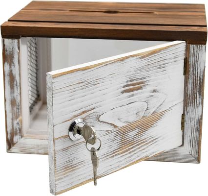 Design de grade de arame Acrílico Painel de madeira de pinho Caixa de coleta de doações de votos para artigos de mesa