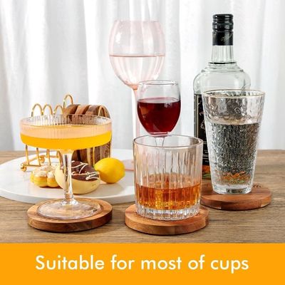 Impressão Custom 9cm Bar redondo casa de bebidas coasters madeira de bambu coaster com suporte