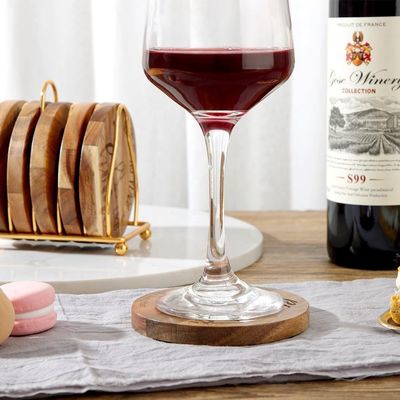 Impressão Custom 9cm Bar redondo casa de bebidas coasters madeira de bambu coaster com suporte