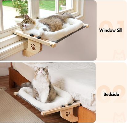 Tamanho personalizado fácil de ajustar Janela de madeira cama de gato Janela hamaca para sala de estar