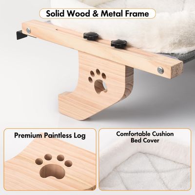 Tamanho personalizado fácil de ajustar Janela de madeira cama de gato Janela hamaca para sala de estar