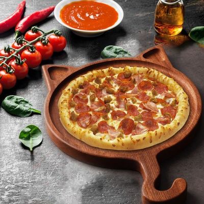 7'8'10' Irregulares Placa de exibição de gato redonda de madeira feita à mão Placa de pizza de madeira maciça