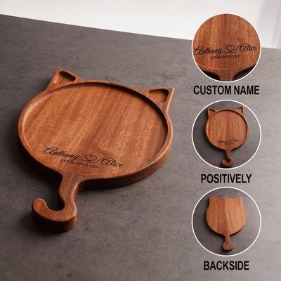 7'8'10' Irregulares Placa de exibição de gato redonda de madeira feita à mão Placa de pizza de madeira maciça