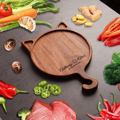 7'8'10' Irregulares Placa de exibição de gato redonda de madeira feita à mão Placa de pizza de madeira maciça