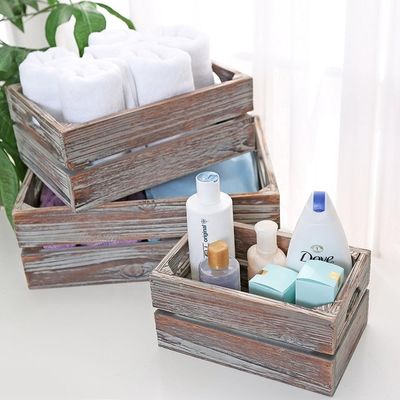 Europa Características regionais Home Deco Incompleto Caixas de madeira de pinho sólido 3-Pack para vinho