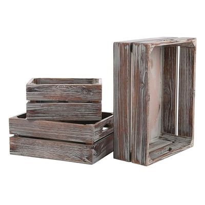 Europa Características regionais Home Deco Incompleto Caixas de madeira de pinho sólido 3-Pack para vinho