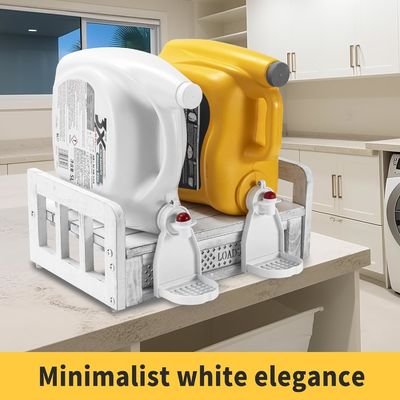 Transforme a sua lavanderia com este porta e prateleira de detergente de madeira montada na parede