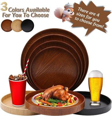 Taça de serviço redonda de madeira de cor simples de 9,5 polegadas Perfeito para decoração doméstica ou mesa de café