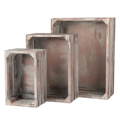 Europa Características regionais Home Deco Incompleto Caixas de madeira de pinho sólido 3-Pack para vinho